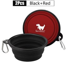 여행 2 팩 접을 수있는 개 그릇 애완 동물 휴대용 물 carabiners 걷는 캠핑 접시, [02] 1000ML, [05] black red