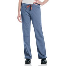 Landau 여성용 3포켓 모던 테일러드 핏 풀 엘라스틱 허리 의료용 스크럽 팬츠 9318, Ceil/Papaya, Ceil/Papaya