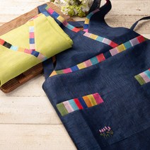 색동 모시 V라인 조각보 꽃자수 어린이집 유치원 전통 한복 원피스 앞치마, 연분홍색