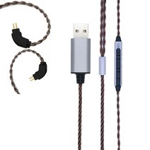 USB MMCX 이어폰 케이블 마이크 포함 헤드폰 HIFI IEM PC 사용 Shure SE535 KZ 64 오디오에 적합 2 핀, 03 32Bit USB 2Pin