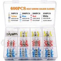 Box Solder Seal Wire Connectors - Heat Shrink Solder Butt Connectors - Solder Connector Kit - Automo, 04 600Pcs with box