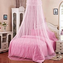 침대모기장 캐노피 모기장 텐트 돔 걸이식 침대 공주 그물 라운드 레이스 여아용, Light Pink+60cm x 260cm x 850c