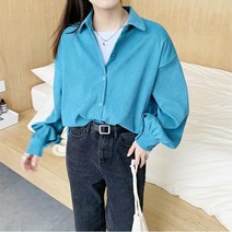 여자 벌룬 퍼프 소매 골덴 셔츠 블라우스 참관수업 신입생패션 데일리룩