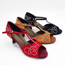 여성 모던댄스화 라인댄스화 라틴댄스화 재즈화 댄스스포츠화, 블랙, 볼 한치수 크게, 235