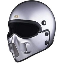 티티앤코 풀페이스 빈티지 제트 헬멧 메탈릭 실버 친가드