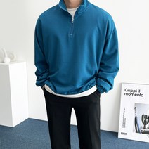 데일트 남자 빅사이즈 반집업 오버핏 맨투맨 티셔츠