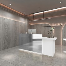 인포메이션 데스크 카운터테이블 안내데스크 인포, 140x55x95cm, 골드+그레이