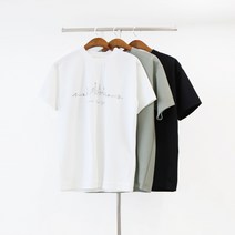 엠보이 남자 오버핏 구김방지 링클프리 트레블 뉴욕 레터링 프린팅 반팔티셔츠 남여공용 3컬러