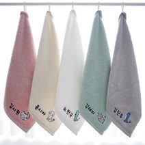 야자수샵 KC인증 이름자수 40수 코마사 어린이집 고리수건 캐릭터 5매세트 핸드타월, 1세트, 이름자수 40수 캐릭터 5매세트