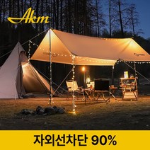 프리미엄UV코팅 그늘막 탠트+LED스트립, 카키색(3x3m)