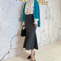 헤븐제이 머메이드 슬림핏 부드러운 니트 롱스커트