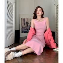 머메이드 스커트 여성 봄 슬림 롱 슬립 민소매 나시 스커트 힙스터 원피스 롱스커트