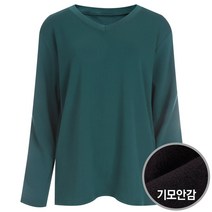 [KT알파쇼핑]여성 V넥 기모 루즈핏 이너 티셔츠 DAI-WSH-1209-청록