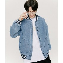 QUIETIST QT 데님 바시티 자켓-라이트 블루 QT DENIM VARCITY JACKET-LIGHT BLUE