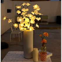 20 LED 시뮬레이션 메이플 리프 가지 조명 버드 나무 가지 조명 램프 DIY 꽃병 필러 나뭇 가지 조명 새해 크리스마, White Orchid Lights
