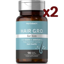Horbaach 남성 헤어 GRO 90정 x2병 with Biotin Copper Zinc, 2개