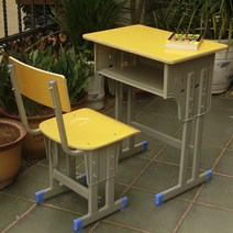 옛날학교의자 두꺼운 책상 세트 학원 수납함 등받이, 주황색  스타일 29