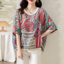 퀸앤조이 알라딘 에스닉 가오리 반팔 티셔츠