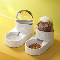 Neirny 반려동물 반자동 급식기 급수기세트 애견 밥그릇 세트2L, 화이트 세트 2000ml+2000ml