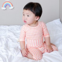 7부 50수 패턴 순면 스판 파자마 잠옷 가을 겨울 배앓이방지 실내복 내복 아기 유아 아동