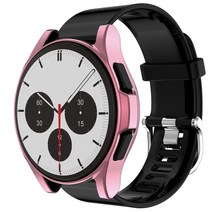 헤이맨 갤럭시워치4 클래식 호환 42mm 46mm 44mm 40mm 베젤링 보호 TPU 풀커버 케이스, 핑크