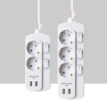 피코탭 USB 멀티탭 디자인 멀티 콘센트 네모탭 2구 3구 1.5m 3m, 피코탭 USB 개별3구1.5m