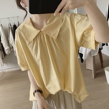 느슨한 짧은 소매 셔츠 블라우스 yanyan