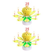 생일축하파티 멜로디 회전 케이크 생일초 연꽃초 2P, 옐로우 2개