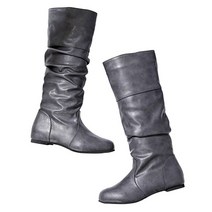 통넓은 니하이 빅사이즈 롱부츠 겨울 양털 롱어그 women pu leather high boots 패션 접는 슬립 온 캐주얼 로우힐 카키 블랙 롱 슬림 부츠 여성용 신발 new