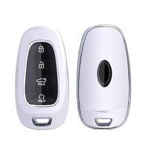 R RUIYA Key Fob 커버 케이스 프로텍터 20202022 현대 투싼 NX4산타 크루즈이오니크 5산타페 TM 소나타 DN8스타리아 넥소 TPU 쉘 홀더 원격 키포브 스킨 장, Silver