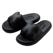 쀼팩토리 행운클로버 남녀공용 사계절 푹신한 쿠션 층간소음 거실실내화, 블랙