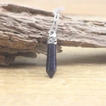 치유 로즈 쿼츠 육각 포인트 펜던트 목걸이 Opalite Goldstone Aventurine Bullet 진자 차크라 여성 쥬얼리 QC3111, [03] Blue Goldstone