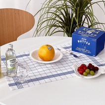 스탠다드 프렌치 체크 키친크로스 테이블 매트, 블루