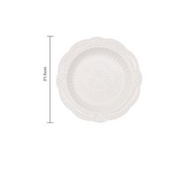 포르투칼그릇 프랑스 명품 그릇 수입 레터링 접시 독일 유럽 구호 공예 라운드 세라믹 플레이트 프랑스어 크리 에이 티브 레이스 화이트 디너 궁전 스타일 디저트 요리 애프터눈 티 식기, 21.5cm