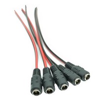 어댑터 커넥터 CC 카메라 테일 익스텐션용 피그테일 케이블 잭 12V DC 전원 플러그 24V 와이어 5.5x2.1mm 5, 02 5개 Female