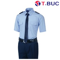 사계절 경비복 상의 반팔 경비복-02 블루 M~4XL 셔츠 경비 복 카라 봄 여름 빅사이즈 티뷰크, 1개