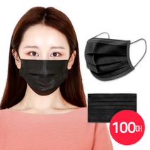 케이에스몰 국내배송 덴탈마스크 3중필터 일회용마스크 (블랙) 100매 성인마스크 대형마스크, 1매입, 블랙