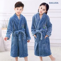 다이루다 주니어 샤워가운 비치 목욕 수영장 초중학생 호텔롱가운, 클래식블루, M