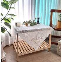 식탁보 테이블보 협탁보 플라워 패턴 레이스 캠핑 협탁커버 미니테이블보 빈티지 패브릭 소품, 60x60 cm