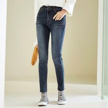 마시맬로 다크블루 워싱 기모안감 히든밴딩 스키니진