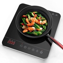 YL-20K66 인덕션 2000W 안전 잠금 장치 세라믹 유리 패널 타이머, Black