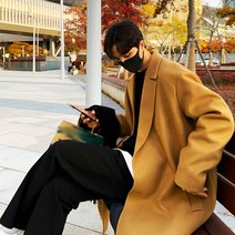 남성용 검은색 양모 오버코트 롱 패딩 트렌치 카디건 겨울용 의상 Jac 바람막이