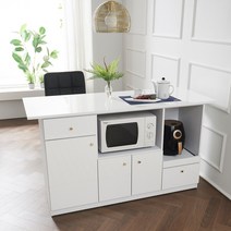 거목가구 클라라 1500 아일랜드 식탁 홈바-UV하이그로시 주방수납장, 화이트(기본형)