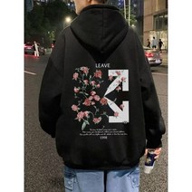 남성 후드티 캐주얼 가을 겨울 남성용 힙합 장미 프린팅 화이트 후드 맨투맨 오버사이즈 커플