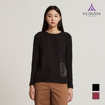 올리비아로렌 우븐패치 티셔츠__VVCALWF8111