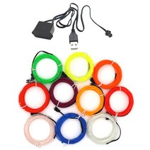 1-5m 10m EL 와이어 유연한 네온 라이트 글로우 Draht Seil Rohr 밴드 wasserdichte LED Lichter Schuhe Kl, With USB Adapter