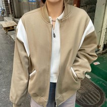 3color 바시티 가죽 배색 투웨이 항공 점퍼 봄 가을 겨울 오버핏 오버사이즈 포켓 야구 양지퍼 자켓 leather pointed two way jumper