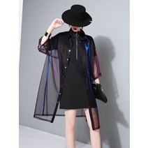[EAM] 여성 녹색 광택 원근법 블라우스 새로운 라펠 3/4 소매 루즈핏 셔츠 패션 타이드 봄 여름 2023 JU180