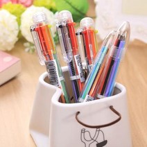 볼펜 블랙레드 다용도 펜 g길이조절 컬러 학생용 오색 다색펜 유성펜 6, T02-(6색-투명 타입)4개수납-M27