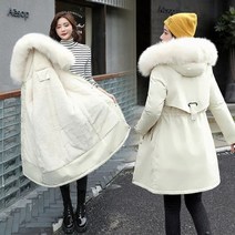 전기자전거배터리 호환 겨울 여성 패딩 빅사이즈 오버 핏 중년 여자 루즈 2022 자켓 파카 모피 칼라 자켓 긴 후드 파카 코트 모피 안감 사무실 레이디